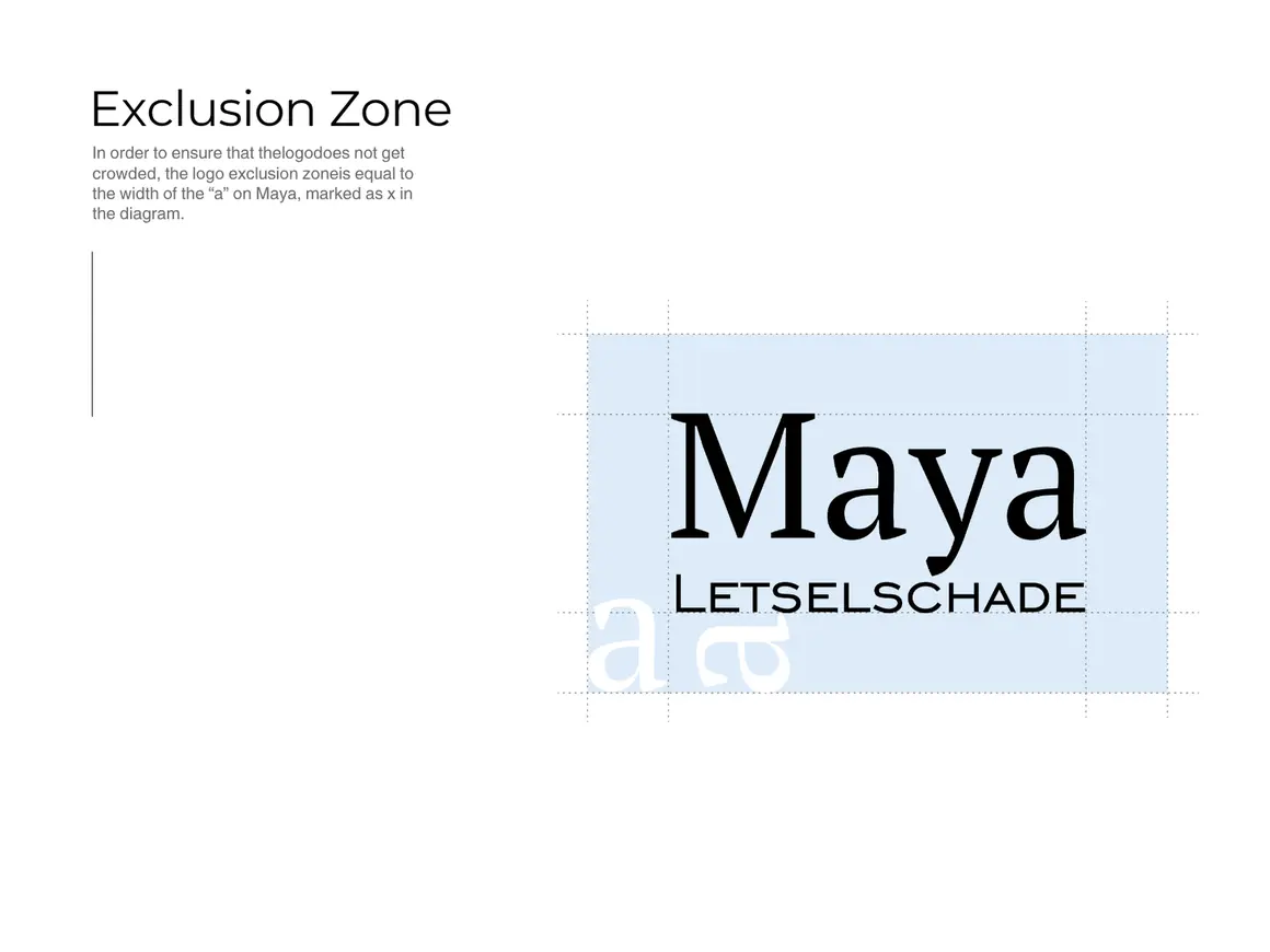 Pagina met de exclusion zone van het logo van Maya Letselschade